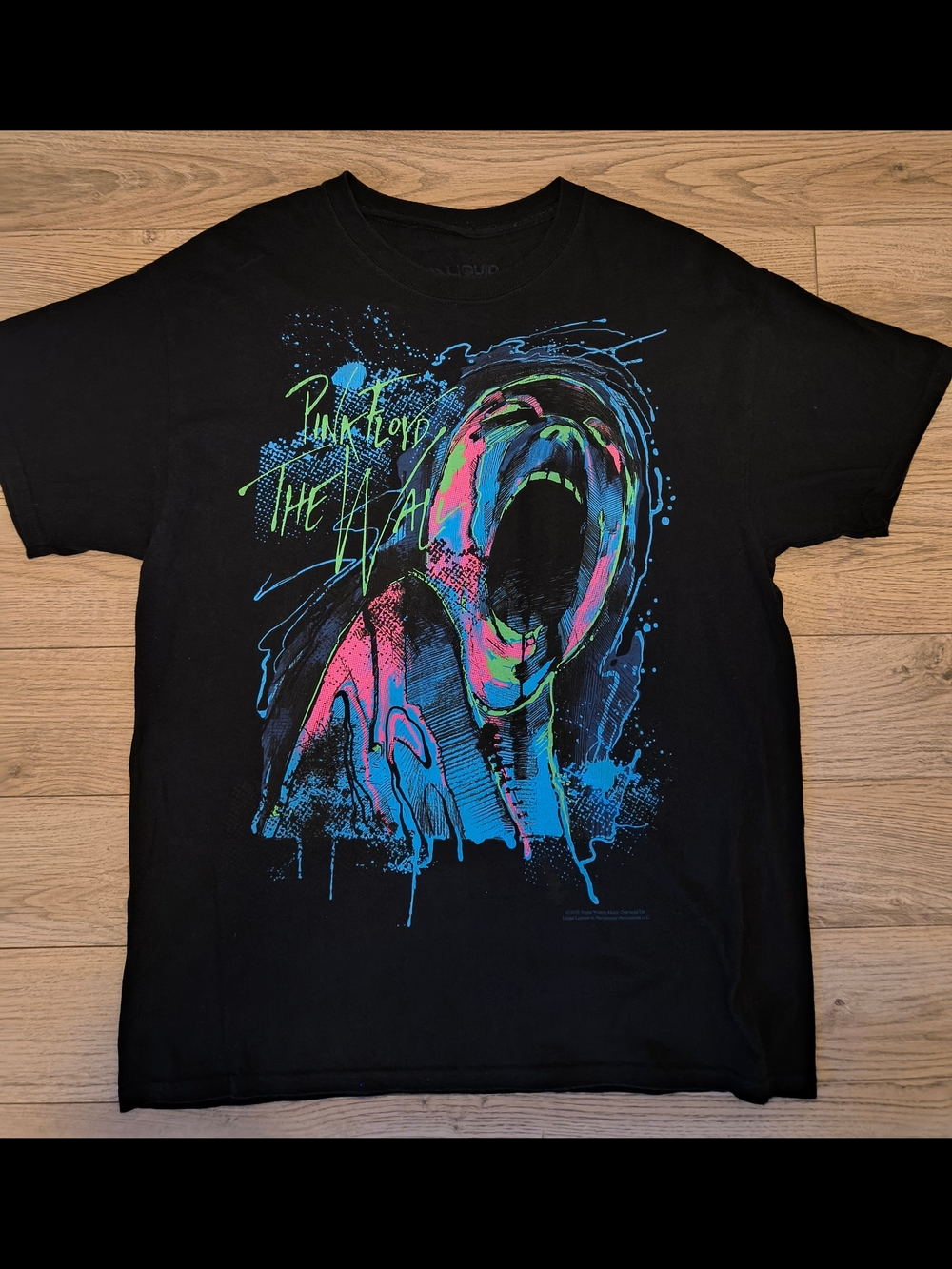 Liquid Blue Pink Floyd The Wall Neon Scream Graphic Tee - Black